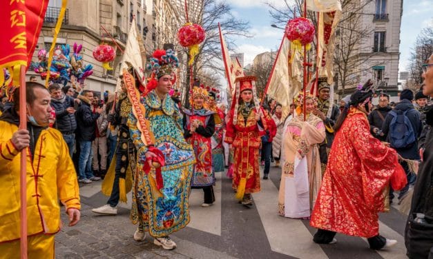 Theatrical costumes on the pedestrian crossing