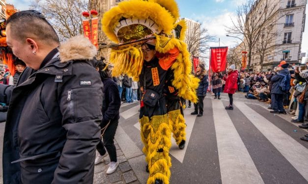 Yellow lion on the pedestrian crossing
