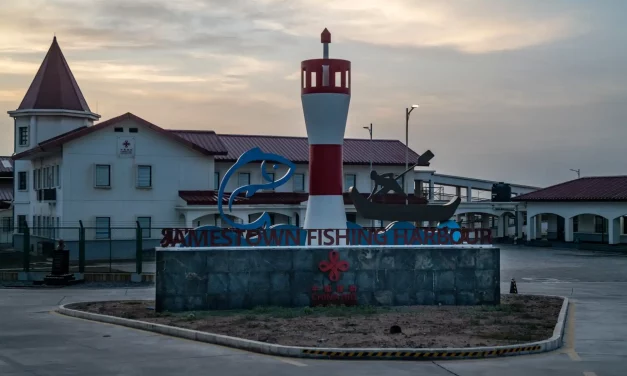 Port de p&ecirc;che de Jamestown &agrave; l'aube
